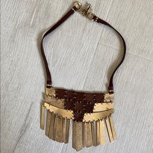 Leather and metal necklace